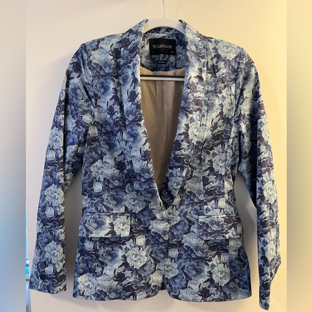 Wildfang Blue Floral Empower Blazer
